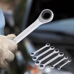 Extra Long Ratcheting Wrench Set Metric Double Box End Spanners