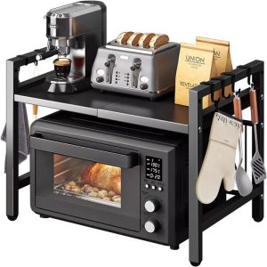 FlexiStore Adjustable Microwave Rack & Kitchen Counter Organizer Shelf