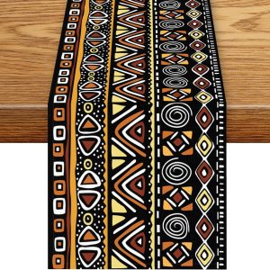 Geometric Linen Table Runner for Dining Table Decor