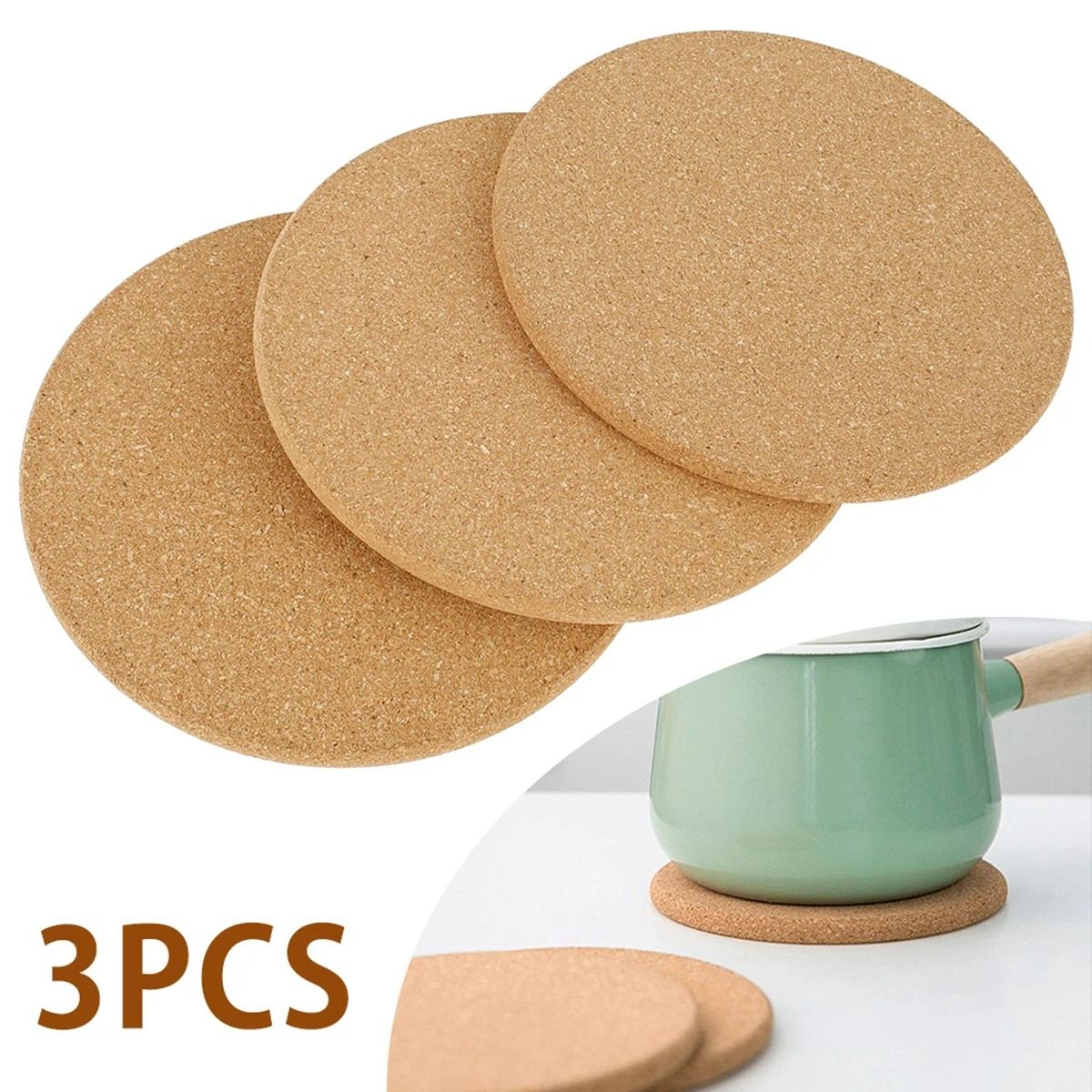 Heat-Resistant Round Cork Pot Mat - Multi-Purpose Tableware Pad