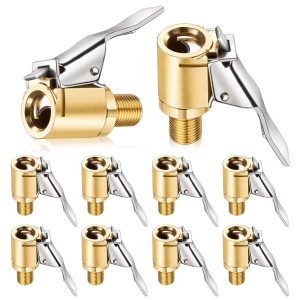 Heavy-Duty Brass Open Flow Air Chuck for Internal Thread Inflator Hose, Fast Tire Inflation