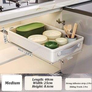Heavy-Duty Pull-Out Cabinet Sliding Organizer Drawer with Smooth Guide Rails