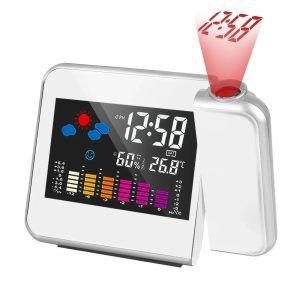 LED Rotating Projection Digital Alarm Clock Color Display Home Desktop Decoration Electronic Clock