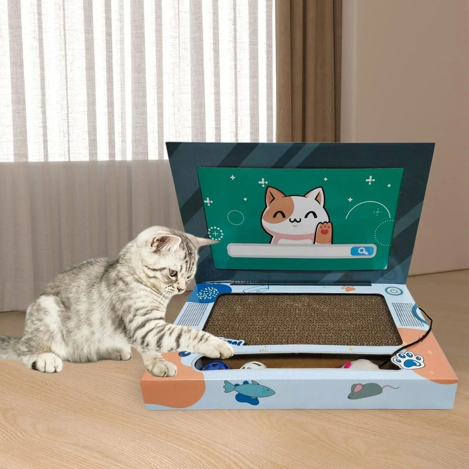Laptop-Shaped Interactive Cat Scratcher