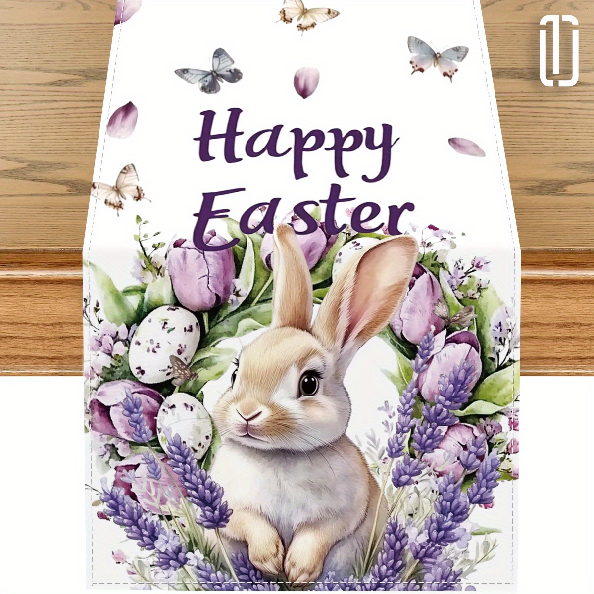 Lavender Bunny Easter Table Runner for Spring Dining Decor