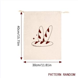 Linen Bread Bag Reusable Drawstring Baguette Storage Bag