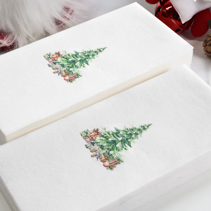 Linen Feel Disposable Christmas Napkins with Tree Design