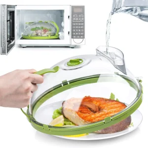 Microwave Cover for Food - Clear -Inch Plate Cover with Steamer and Handle for Splatter Protection