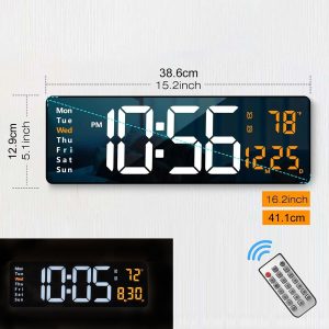 Modern Large RGB Digital Wall Clock & Multi-Color LED Smart Timepiece