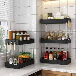 Multi Layer Kitchen Spice Storage Rack For Countertop Seasoning Bottles And Utensils