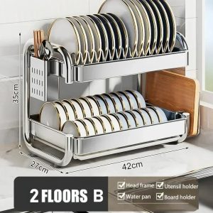 Multi-Tier Rustproof Stainless Steel Dish Drying Rack