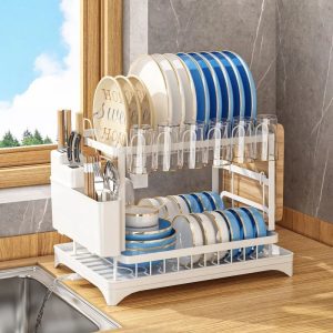 Multifunctional Kitchen Drain Rack - Dual-Tier Dish & Bowl Storage Organizer - Household Tableware Drying Station