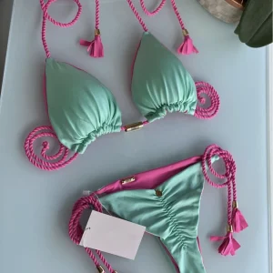 New Women Bikini, Backless Rope Triangle Swimsuit, Multicolor Stylish Beachwear