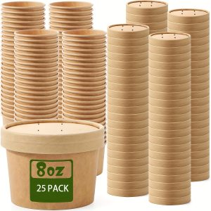 Paper Soup Containers with Lids Bulk Pack Disposable Food Containers