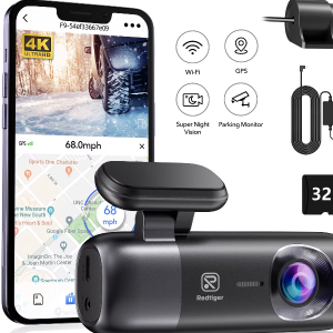 Parking Mode Car Camera with WiFi GPS, Night Vision Recorder, Front and Rear, App Control