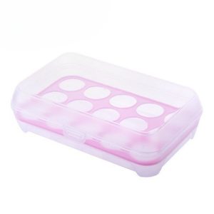 Plastic Egg Storage Box with Lid, Transparent Stackable Kitchen Organizer, Shockproof Egg Rack