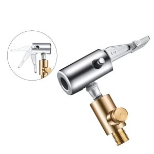 Portable Inflatable Pump for Car Tire, Air Chuck Compressor Tire Inflator with Barb Connector, Hose Repair Accessory