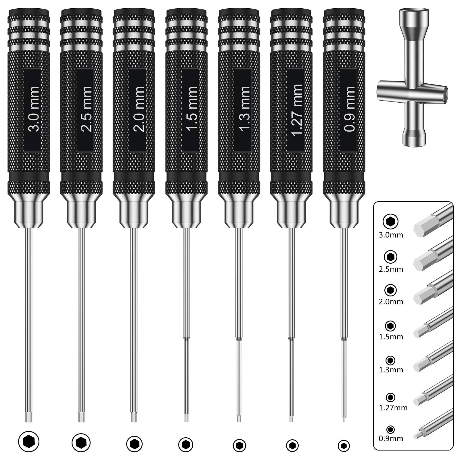 Precision Hex Screwdriver Set - 7-Piece Metric RC Hobby Tool Kit