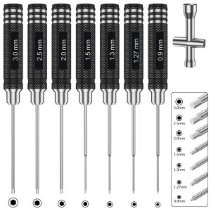 Precision RC Hex Screwdriver Set 7 Piece Metric Allen Driver Kit for RC Cars Drones Robots