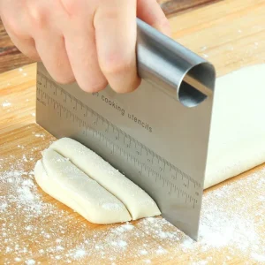 PrecisionBake Stainless Steel Dough Scraper & Pastry Cutter with Measuring Scale