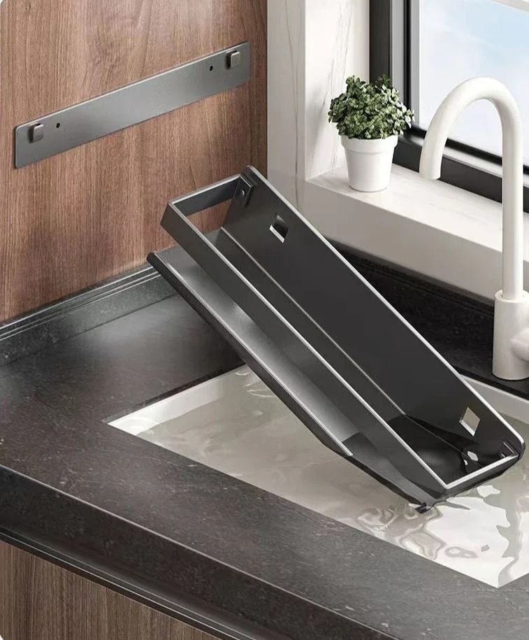 Premium Gun Gray Wall-Mounted Multifunctional Kitchen Spice & Storage Rack
