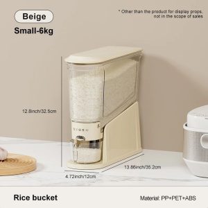 Premium Sealed Rice Bucket Dispenser - Moisture-Proof & Insect-Proof Grain Storage Container with Measuring Cup