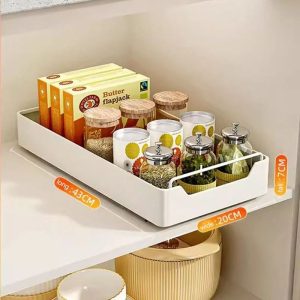 Pull Out Cabinet Organizer Basket with Sliding Rails for Kitchen Pantry Storage