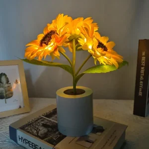 Rechargeable LED Night Light, Sunflower Table Lamp for Bedroom & Desktop Decor