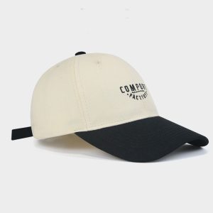 Retro Color Block Adjustable Baseball Cap Embroidered Unisex Summer Hat