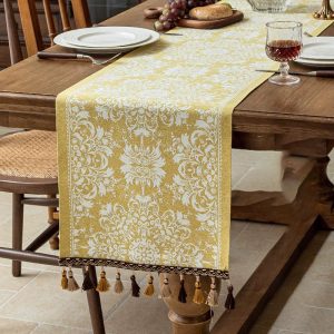 Retro Tassel Farmhouse Table Runner for Rustic Dining Table Decor