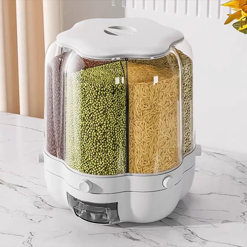 Rotating Rice Dispenser and Large Capacity Grain Storage Container