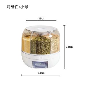 Rotating Rice Storage Bucket with Multi Grid Grain Organizer
