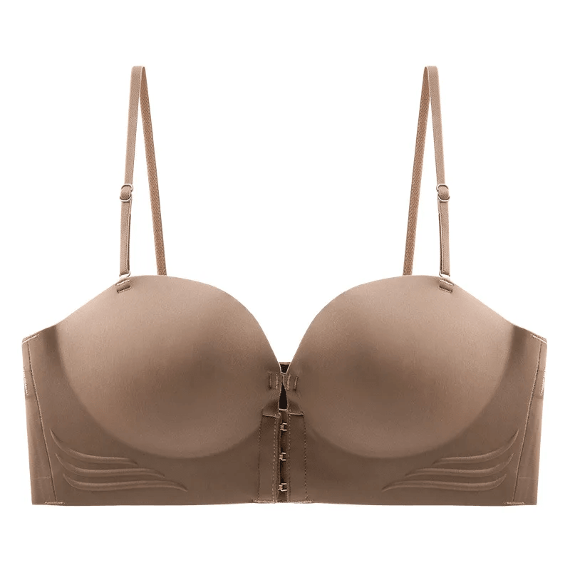 Seamless Strapless Push Up Bra with Front Closure