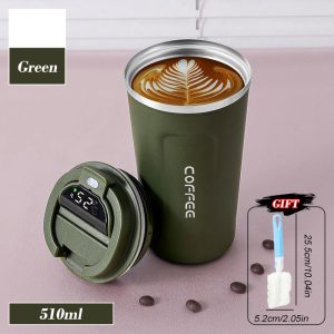 Smart TempGuard Portable Stainless Steel Travel Mug with Intelligent LED Temperature Display