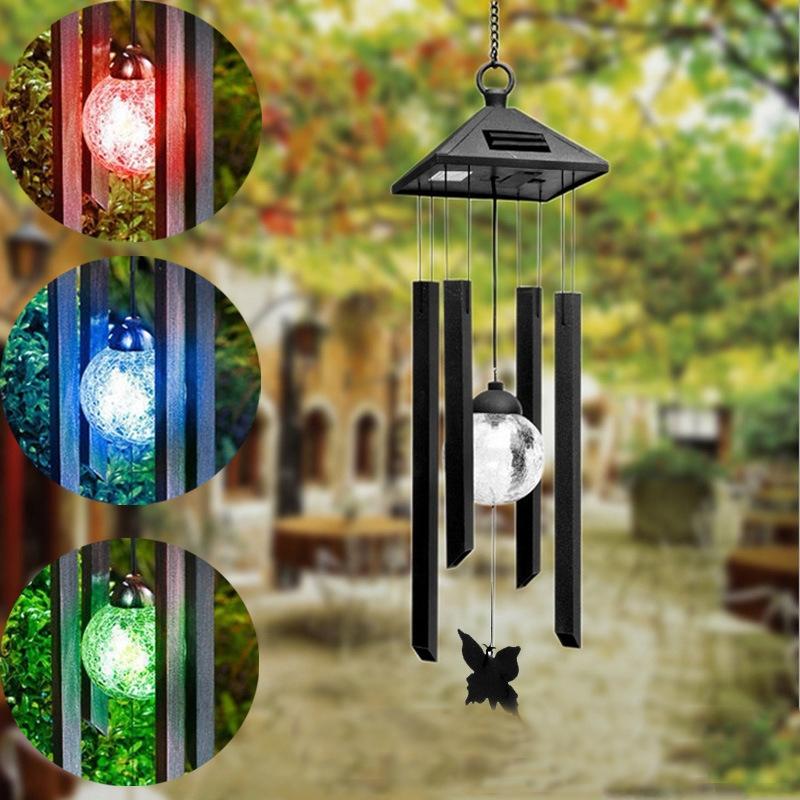 Solar Wind Ring Garden Light Waterproof Hanging LED Lantern