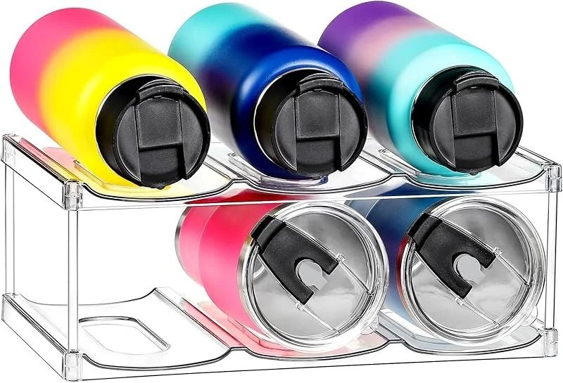 Stackable Large Capacity Water Bottle Storage Rack & Large Diameter Insulated Cup Holder