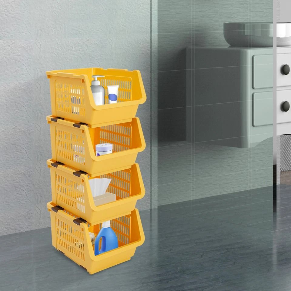 Stackable Organizer Baskets for Kitchen, Closet & Pantry Storage