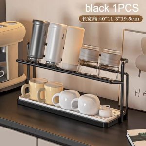 Stainless Steel 2-Tier Bottle Drying Rack with Drain Tray - Space-Saving Kitchen Cup Storage Rack