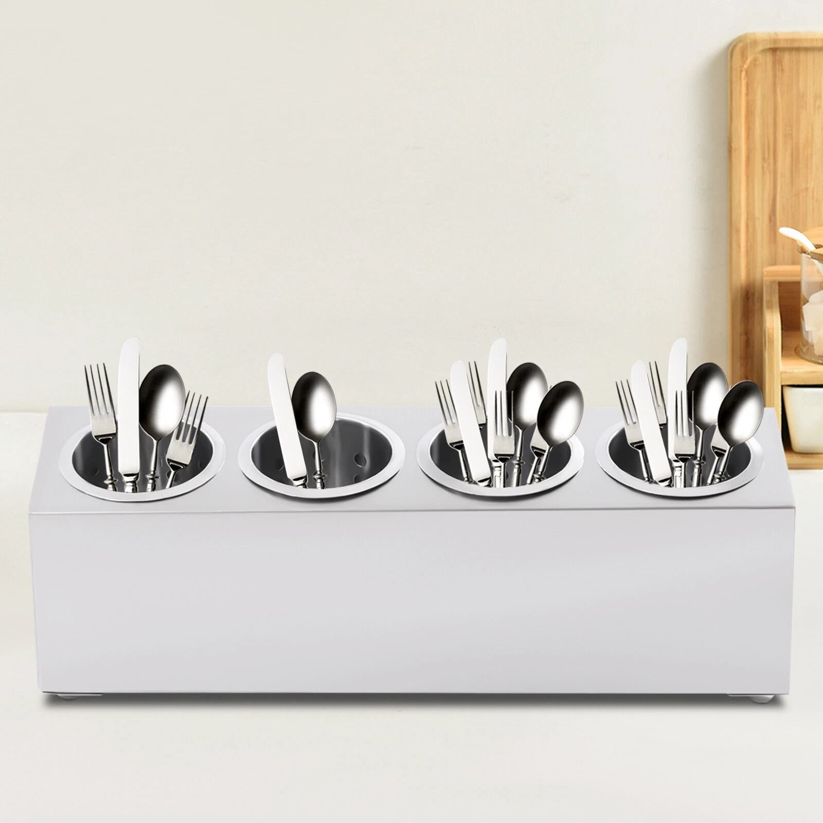 Stainless Steel Compartment Flatware Organizer for Kitchen Counters and Buffets