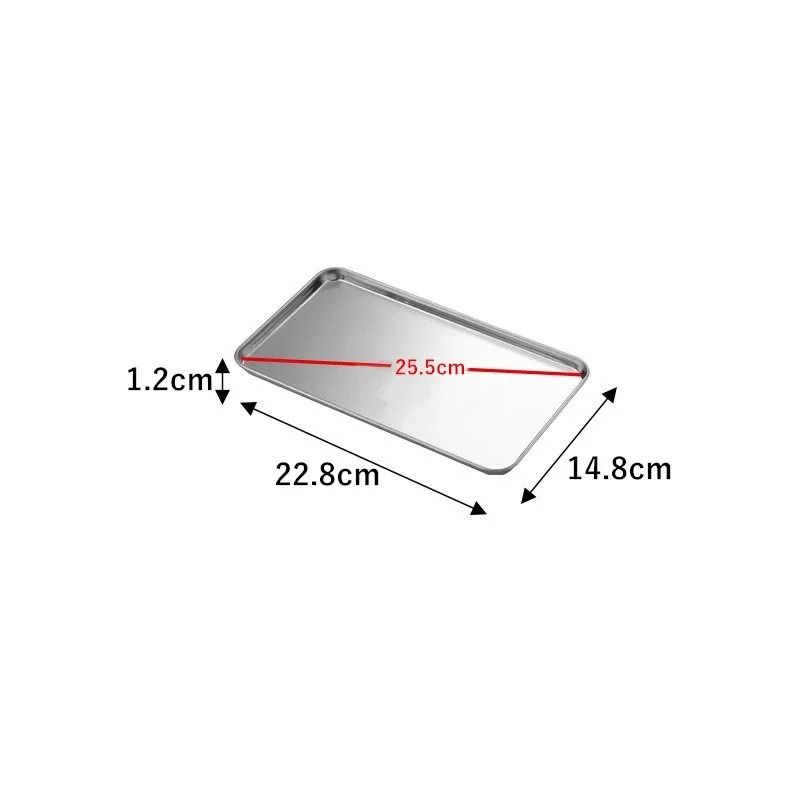 Stainless Steel Rectangular Food Tray for Kitchen Baking and Serving