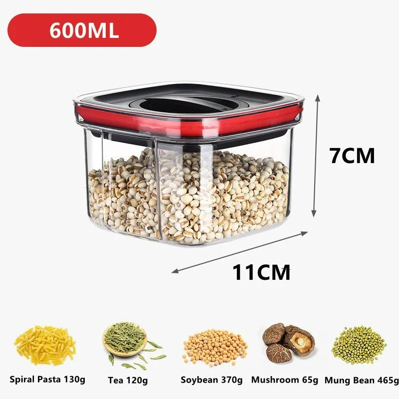 Transparent Stackable Multigrain Food Storage Jar with Rotating Seal Lid
