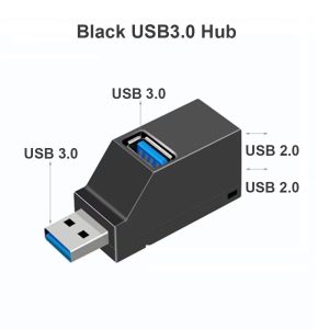 USB HUB Adapter Extender for PC Laptop, 3-Port Mini Splitter Box, Hi-Speed USB Card Reader, USB Adapter Extender
