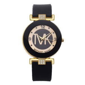 Womens Rhinestone Quartz Watch with Silicone Strap