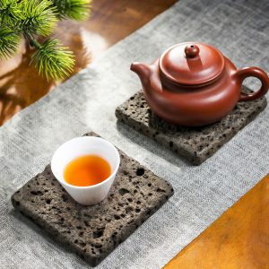 Zen Volcanic Stone Tea Coaster Set Absorbent Tea Coaster for Heat Resistant Table Protection