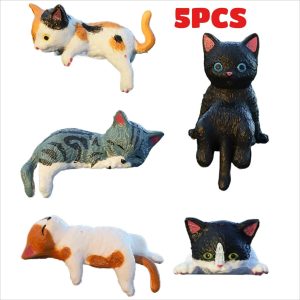 5-Piece Mini Cartoon Cat Screen Edge and Micro-Landscape Model Set