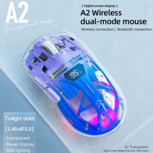 A2 Transparent Digital display RGB Bluetooth Mouse Wireless Dual mode Connection Win Mac