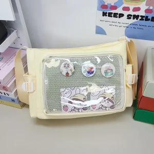 Bag Transparent Pin Display Crossbody Messenger Bag