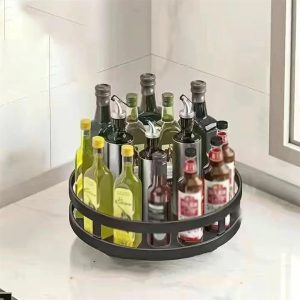 Carbon Steel Rotating Spice Rack for Kitchen Storage
