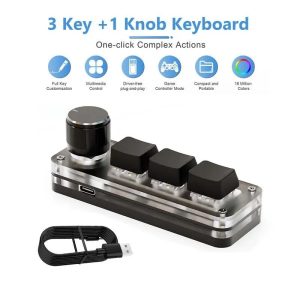 Custom 3-Key Programmable Mechanical Macropad with Precision Knob