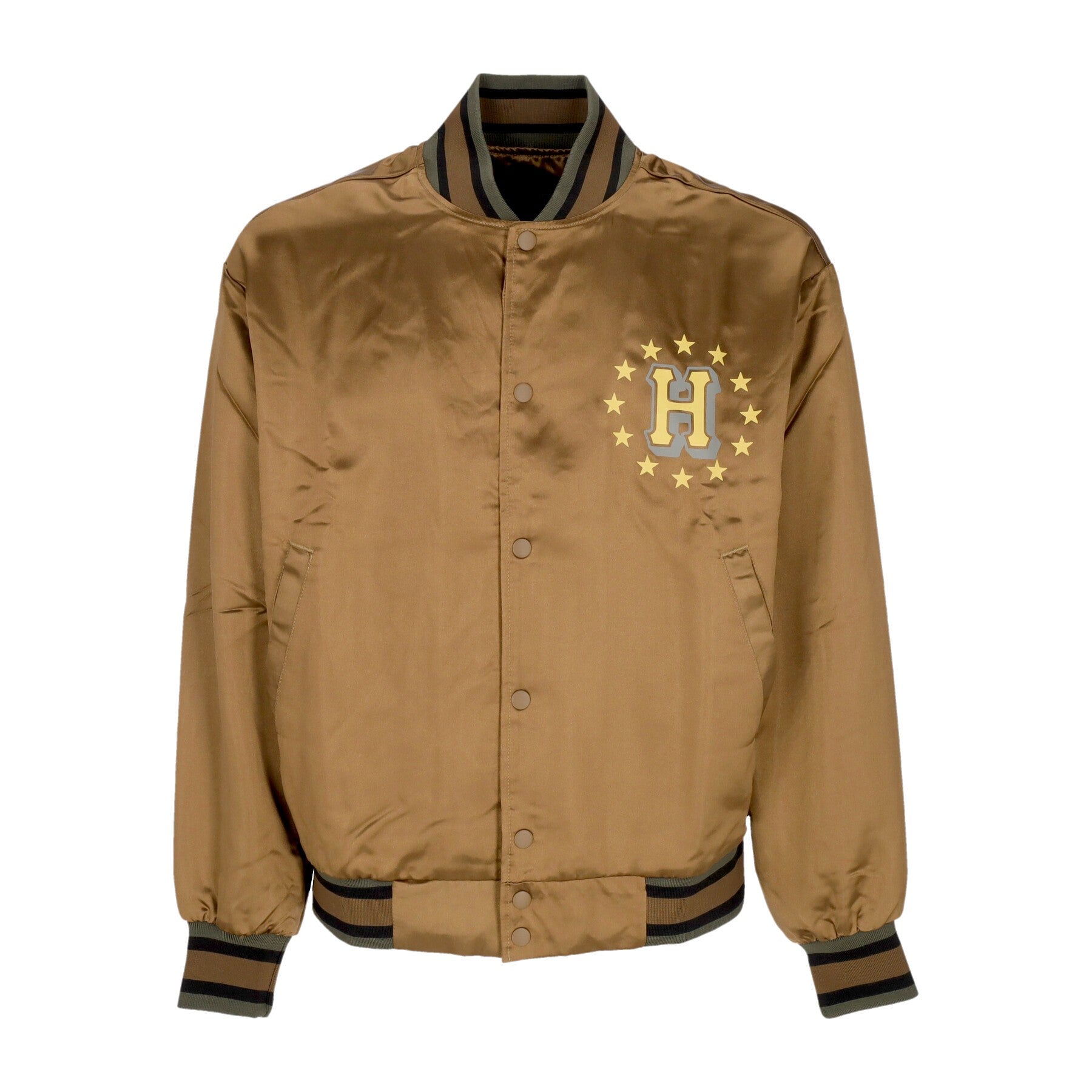 Galactic Stack Baseball Jacket Men's Bomber Jacket Camel